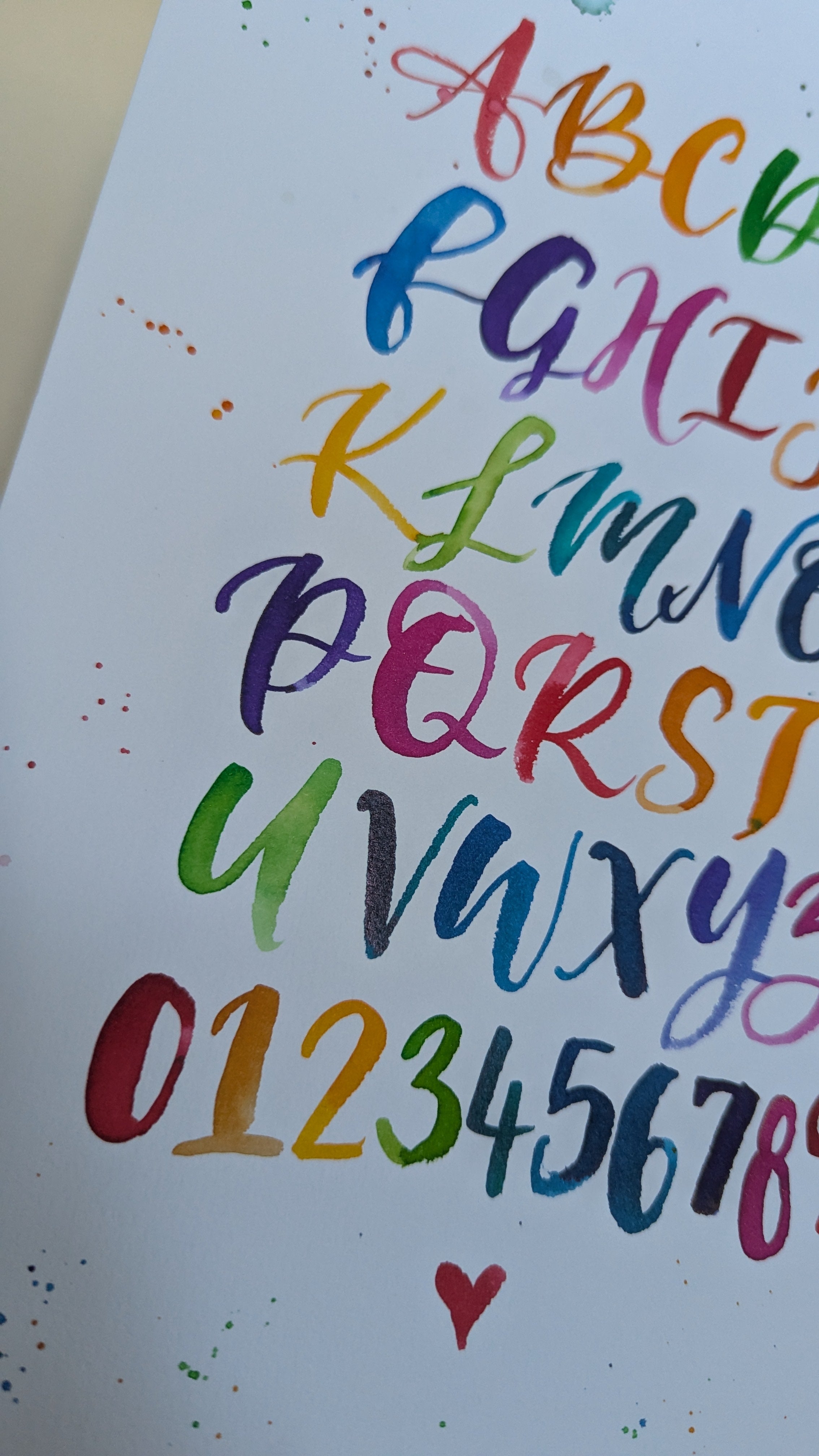 Alphabet & Numbers – Rainbow Cursive Upper-case (A4)