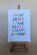Alphabet & Numbers – Rainbow Cursive Upper-case (A4)