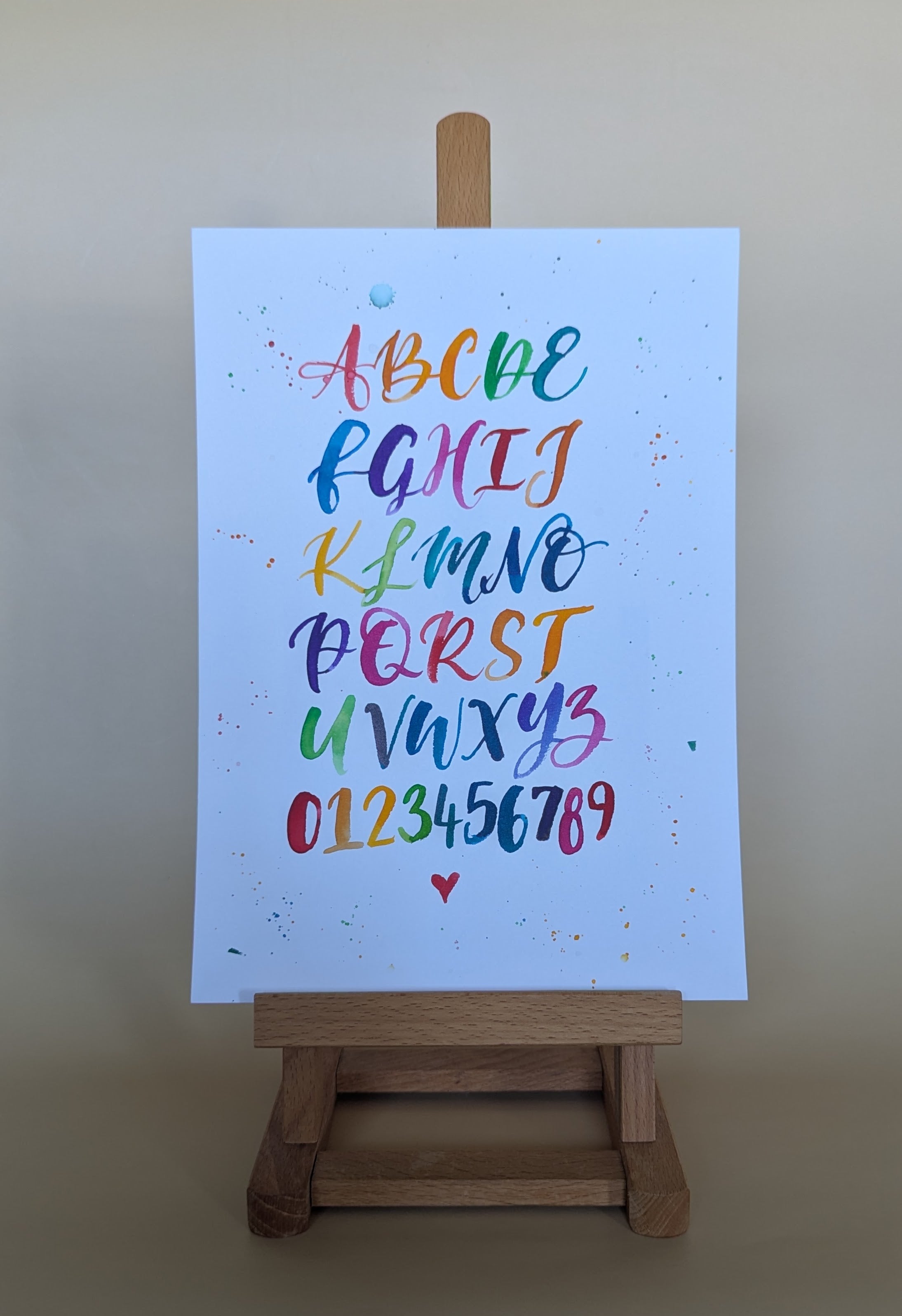 Alphabet & Numbers – Rainbow Cursive Upper-case (A4)