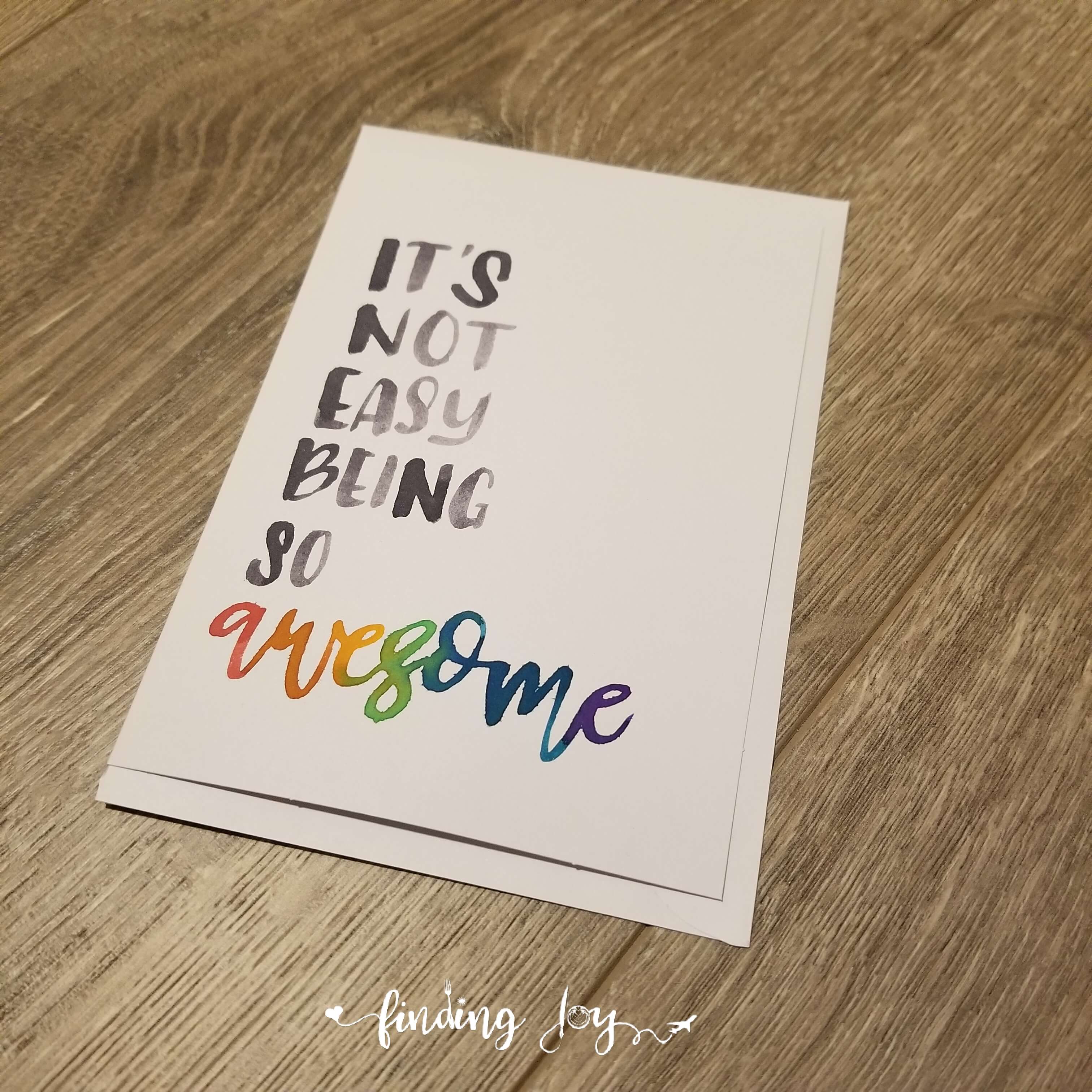 Custom-made, personalised greeting card with watercolour brush calligraphy © Joy Adan