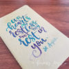 Personalised, hand-painted prayer or travel Moleskine journal with the following quote on the front cover: "Our hearts are restless until they rest in you." - St Augustine