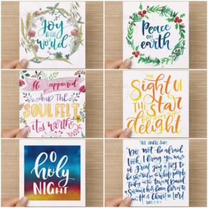 6 Pack - Catholic Christmas Cards - Watercolour 2019 Designs Joy Adan